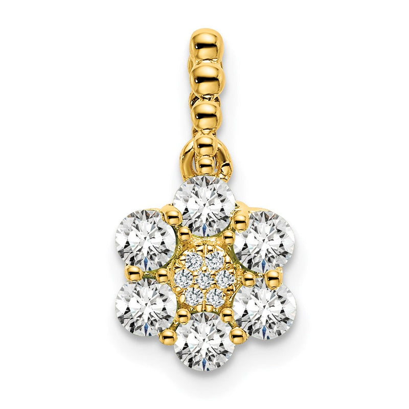 14K Gelbgold Labordiamant VS/SI FGH Blumenanhänger