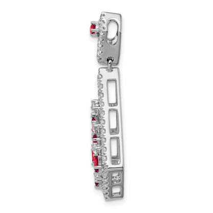 14K Weißgold Rubin und Echt Diamant Kette Anhänger