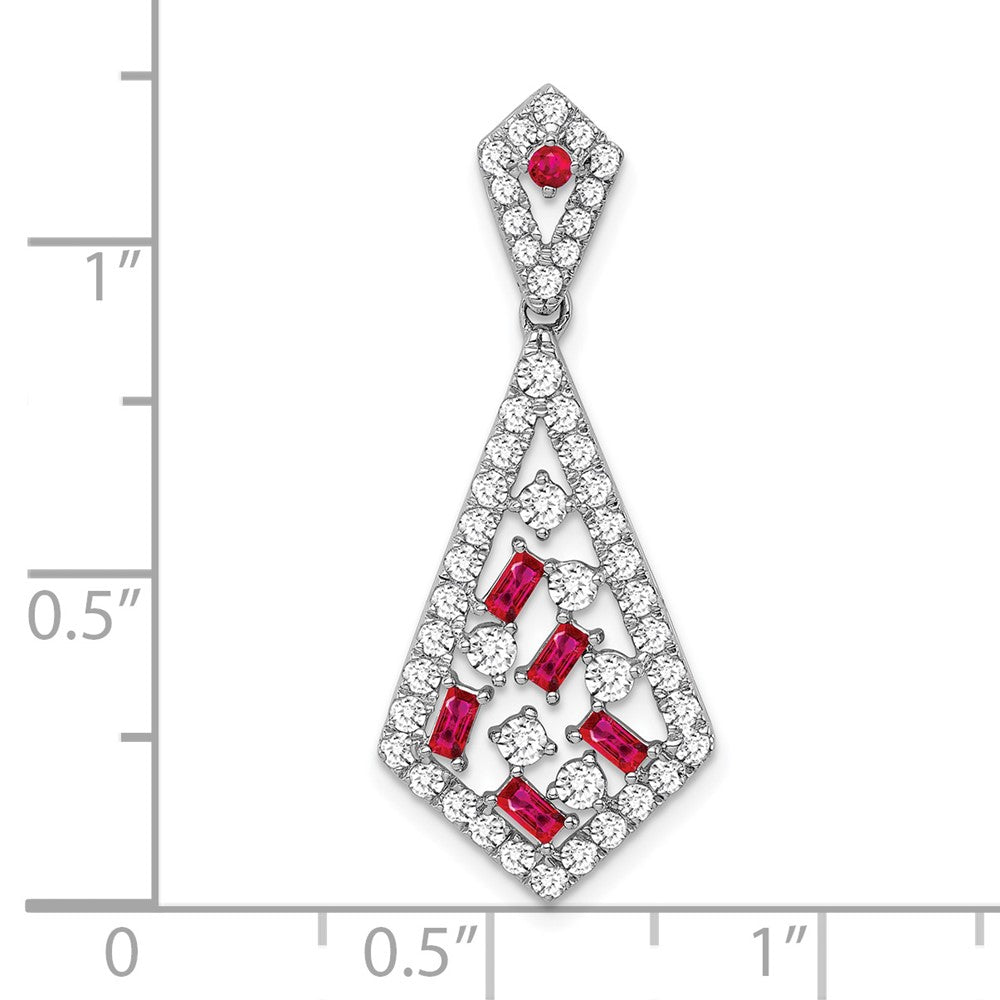 14K Weißgold Rubin und Echt Diamant Kette Anhänger