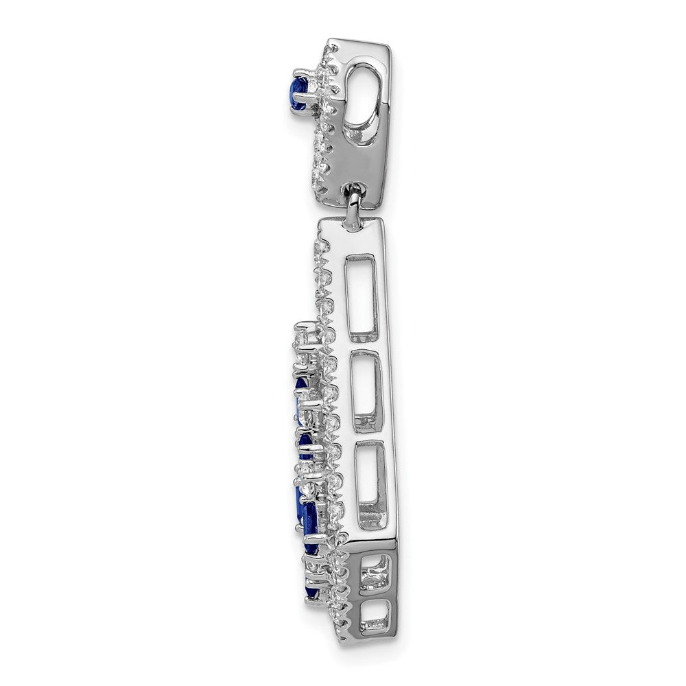 14K Weißgold Saphir und Echt Diamant Kette Anhänger