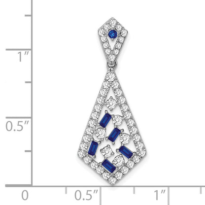 14K Weißgold Saphir und Echt Diamant Kette Anhänger