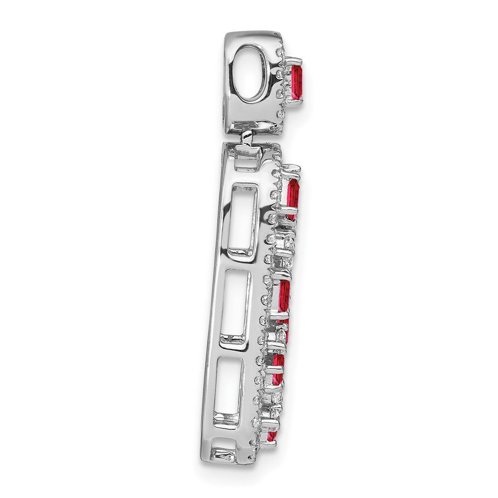 14K Weißgold Rubin und Echt Diamant Oval Kette Anhänger
