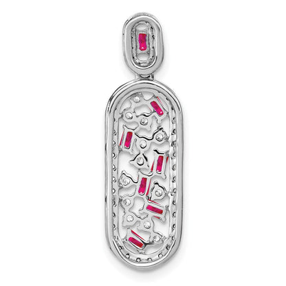14K Weißgold Rubin und Echt Diamant Oval Kette Anhänger