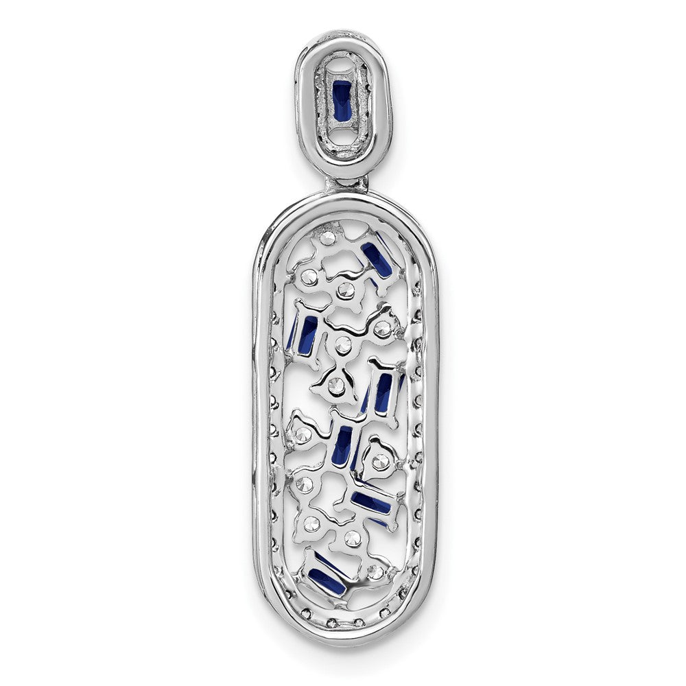 14K Weißgold Saphir und Echt Diamant Oval Kette Anhänger