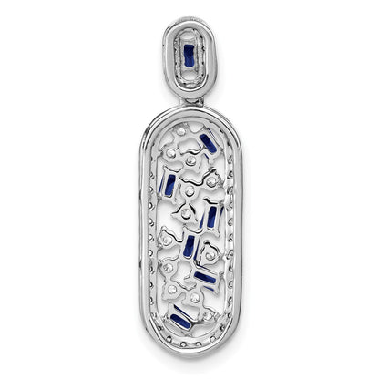 14K Weißgold Saphir und Echt Diamant Oval Kette Anhänger