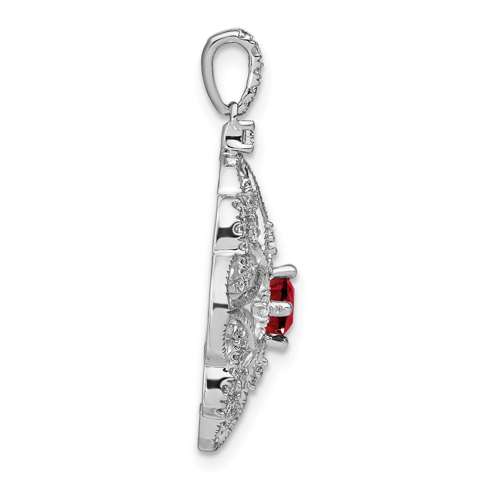14K Weißgold Anhänger mit Rubin und echtem Diamant