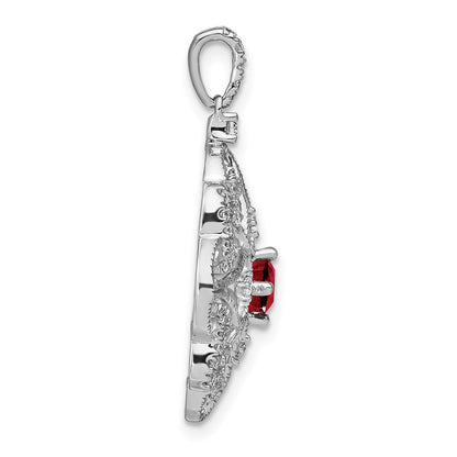 14K Weißgold Anhänger mit Rubin und echtem Diamant
