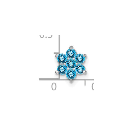 14K Weißgold Cabochon Blautopas Blumen Kette Anhänger