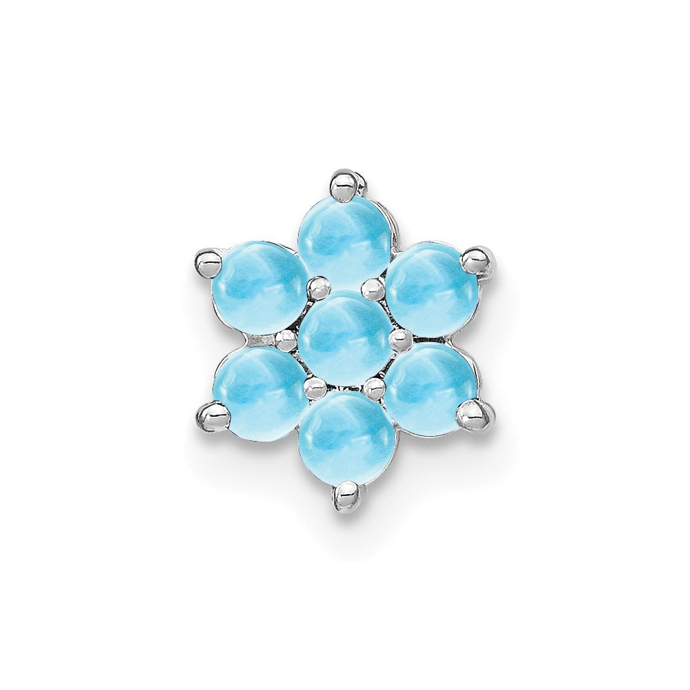 14K Weißgold Cabochon Blautopas Blumen Kette Anhänger
