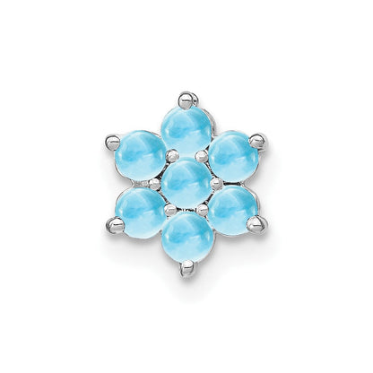 14K Weißgold Cabochon Blautopas Blumen Kette Anhänger
