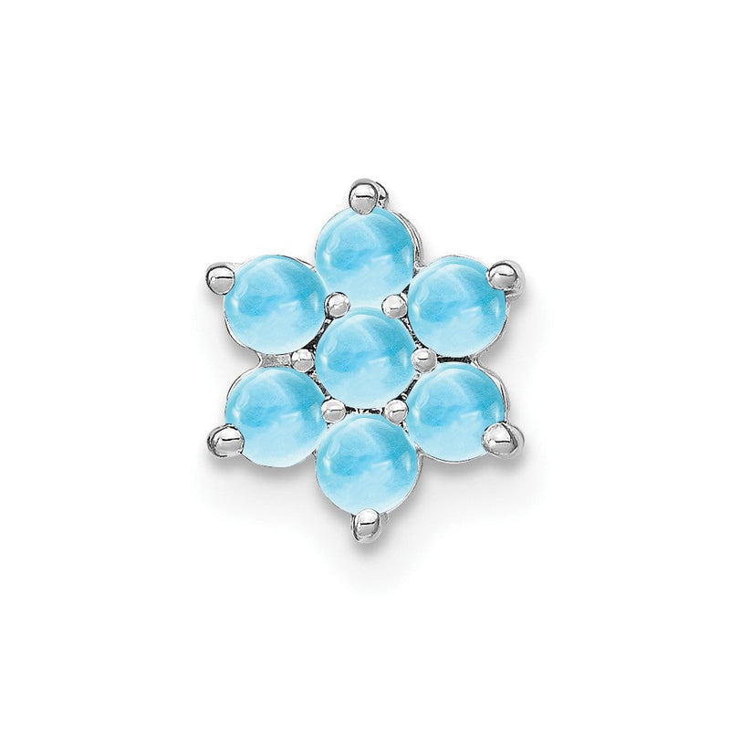 14K Weißgold Cabochon Blautopas Blumen Kette Anhänger