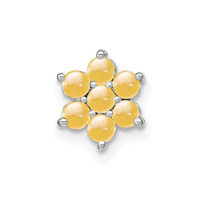 14K Weißgold Citrin Blumen Kette Anhänger