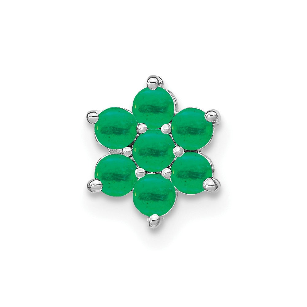 14K Weißgold Smaragd Blumen Kette Anhänger