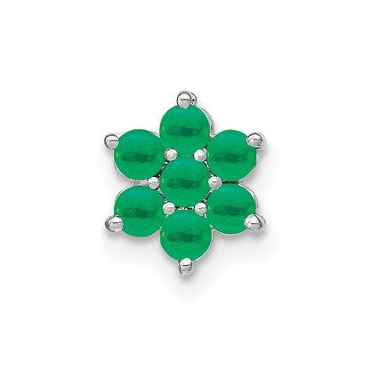 14K Weißgold Smaragd Blumen Kette Anhänger