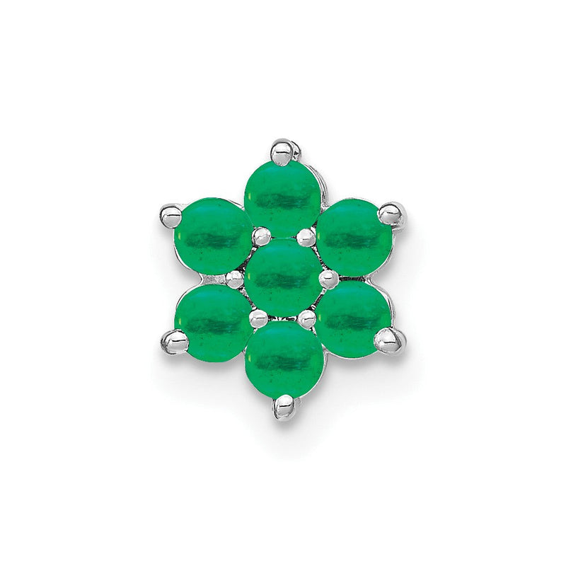 14K Weißgold Smaragd Blumen Kette Anhänger