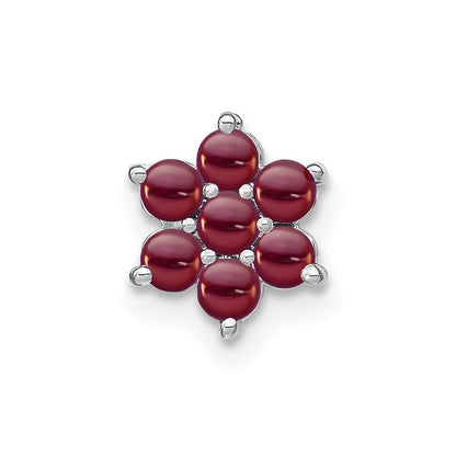 14K Weißgold Granat Blumen Kette Anhänger