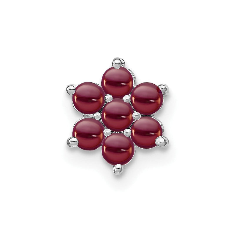 14K Weißgold Granat Blumen Kette Anhänger