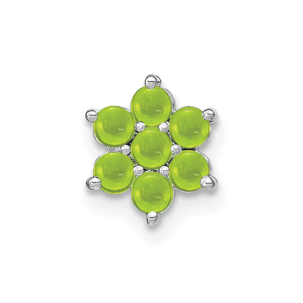 14K Weißgold Cabochon Peridot Blumen Kette Anhänger