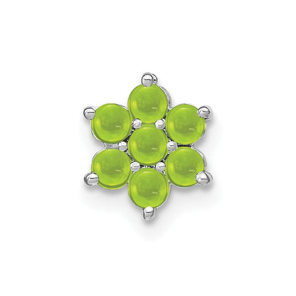 14K Weißgold Cabochon Peridot Blumen Kette Anhänger