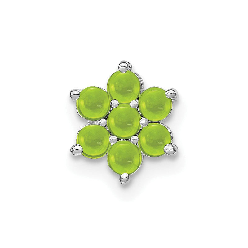 14K Weißgold Cabochon Peridot Blumen Kette Anhänger