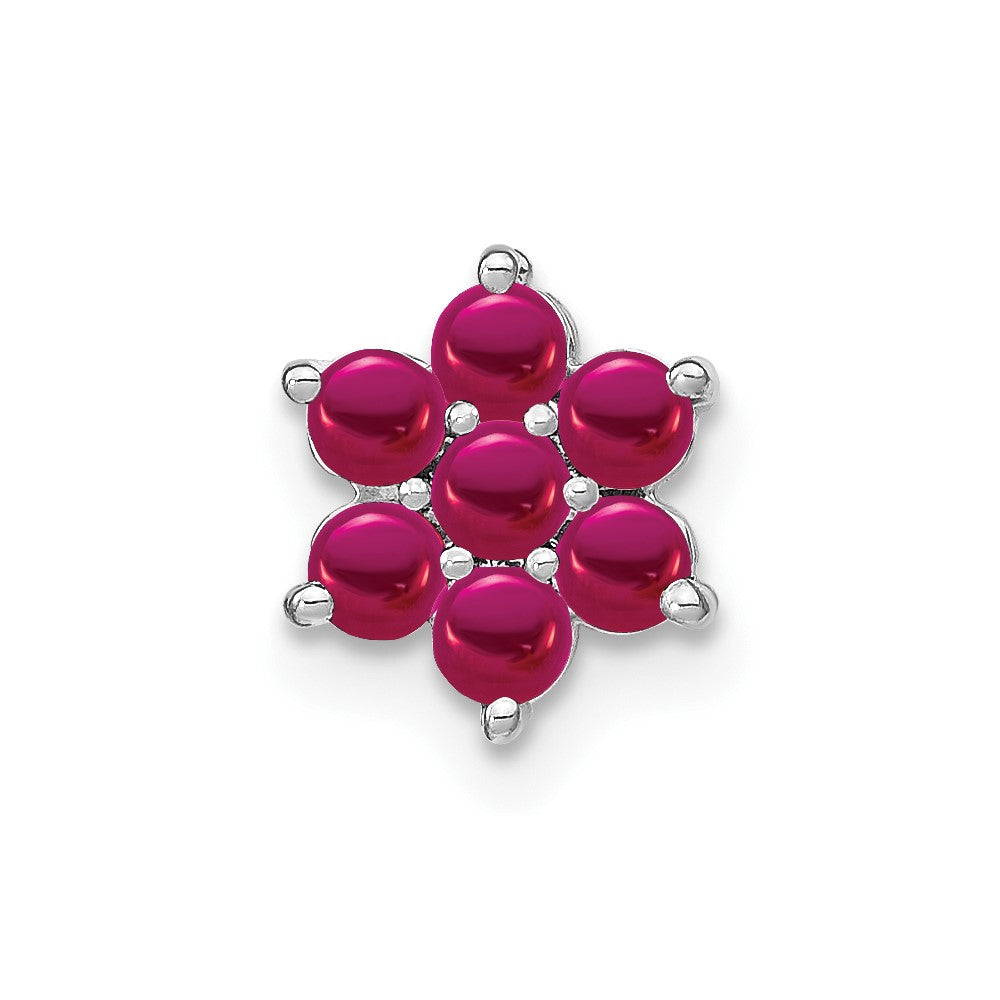 14K Weißgold Rubin Blumen Kette Anhänger