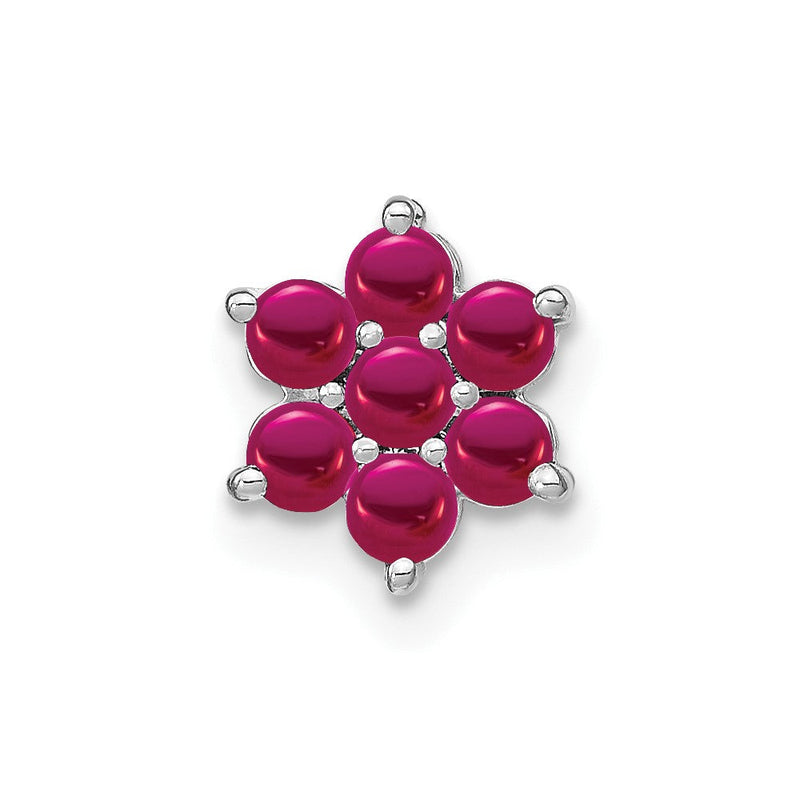 14K Weißgold Rubin Blumen Kette Anhänger