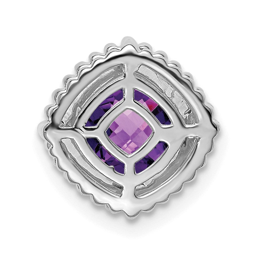 14K Weißgold Kissen Amethyst Kette Anhänger