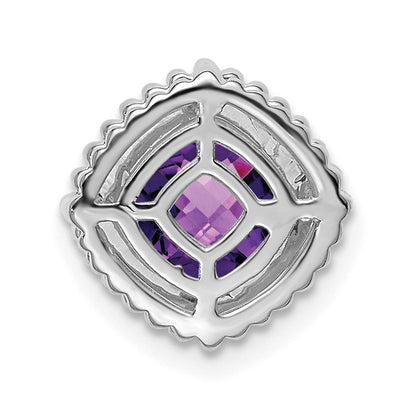 14K Weißgold Kissen Amethyst Kette Anhänger