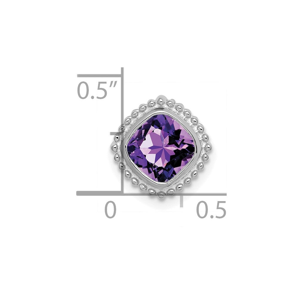 14K Weißgold Kissen Amethyst Kette Anhänger
