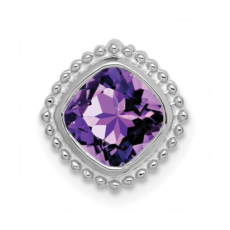 14K Weißgold Kissen Amethyst Kette Anhänger