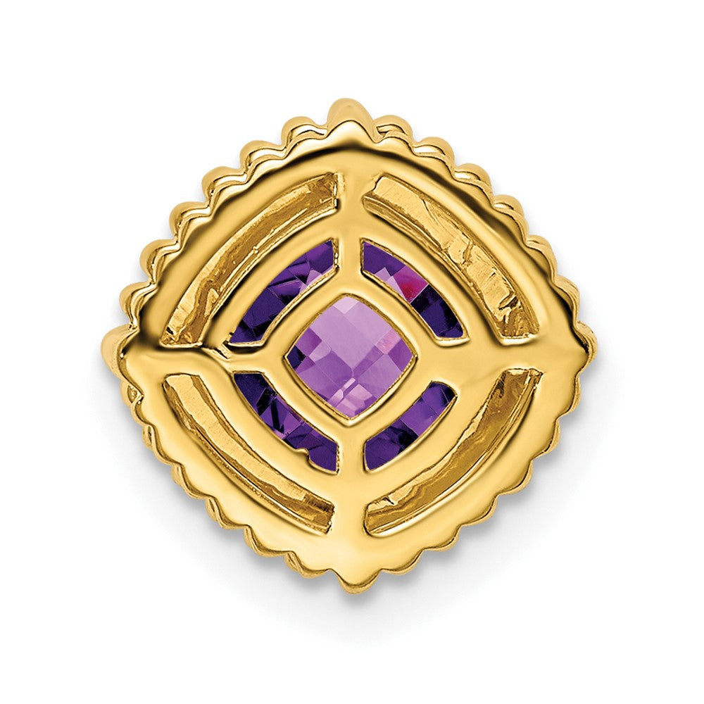 14K Gelbgold Kissen Amethyst Kette Anhänger