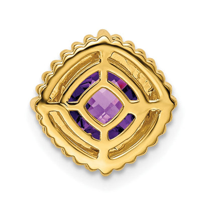 14K Gelbgold Kissen Amethyst Kette Anhänger