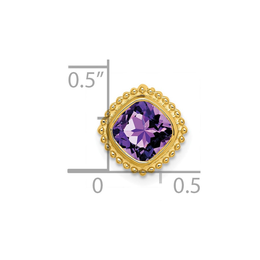 14K Gelbgold Kissen Amethyst Kette Anhänger