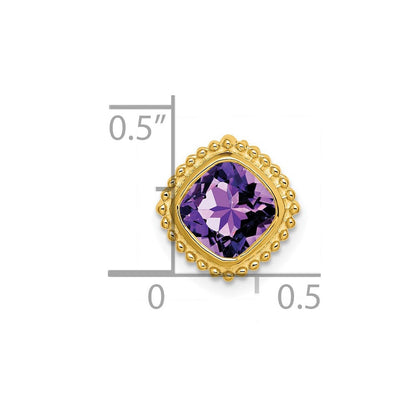 14K Gelbgold Kissen Amethyst Kette Anhänger