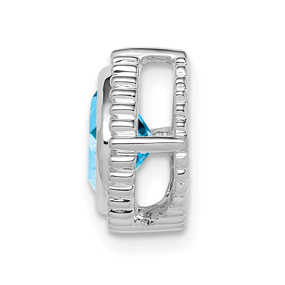 14K Weißgold Kissen Blautopas Kette Anhänger