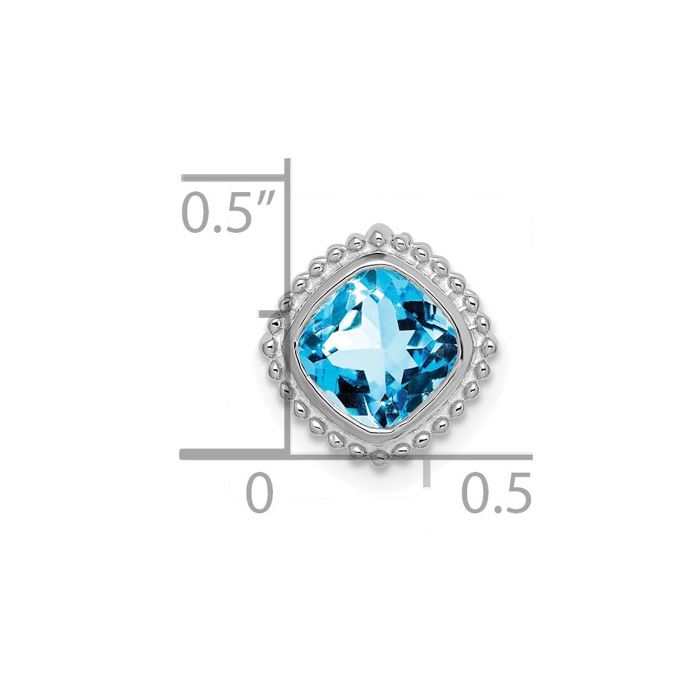 14K Weißgold Kissen Blautopas Kette Anhänger