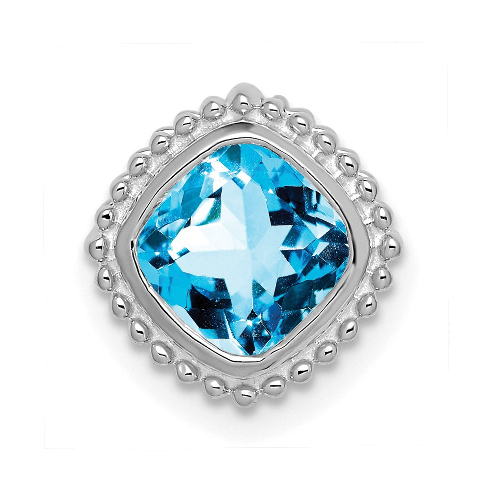 14K Weißgold Kissen Blautopas Kette Anhänger