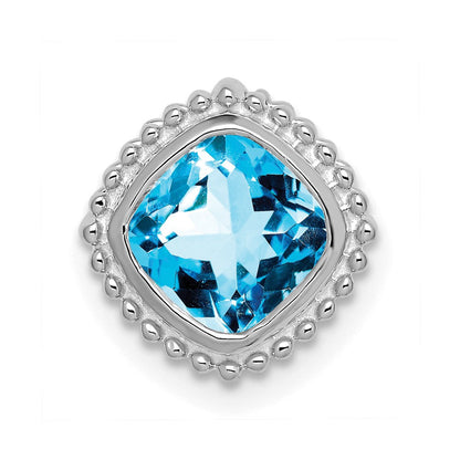 14K Weißgold Kissen Blautopas Kette Anhänger