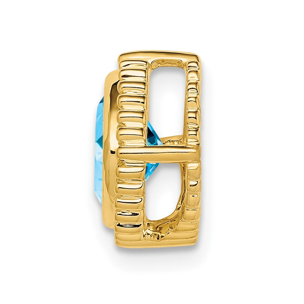 14K Gelbgold Kissen Blautopas Kette Anhänger
