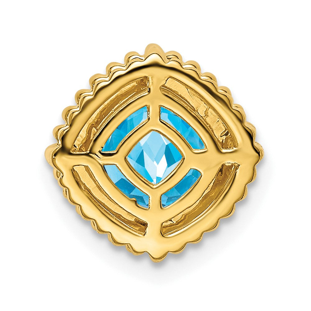 14K Gelbgold Kissen Blautopas Kette Anhänger