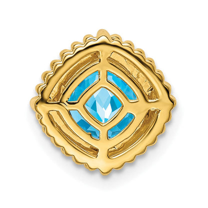 14K Gelbgold Kissen Blautopas Kette Anhänger