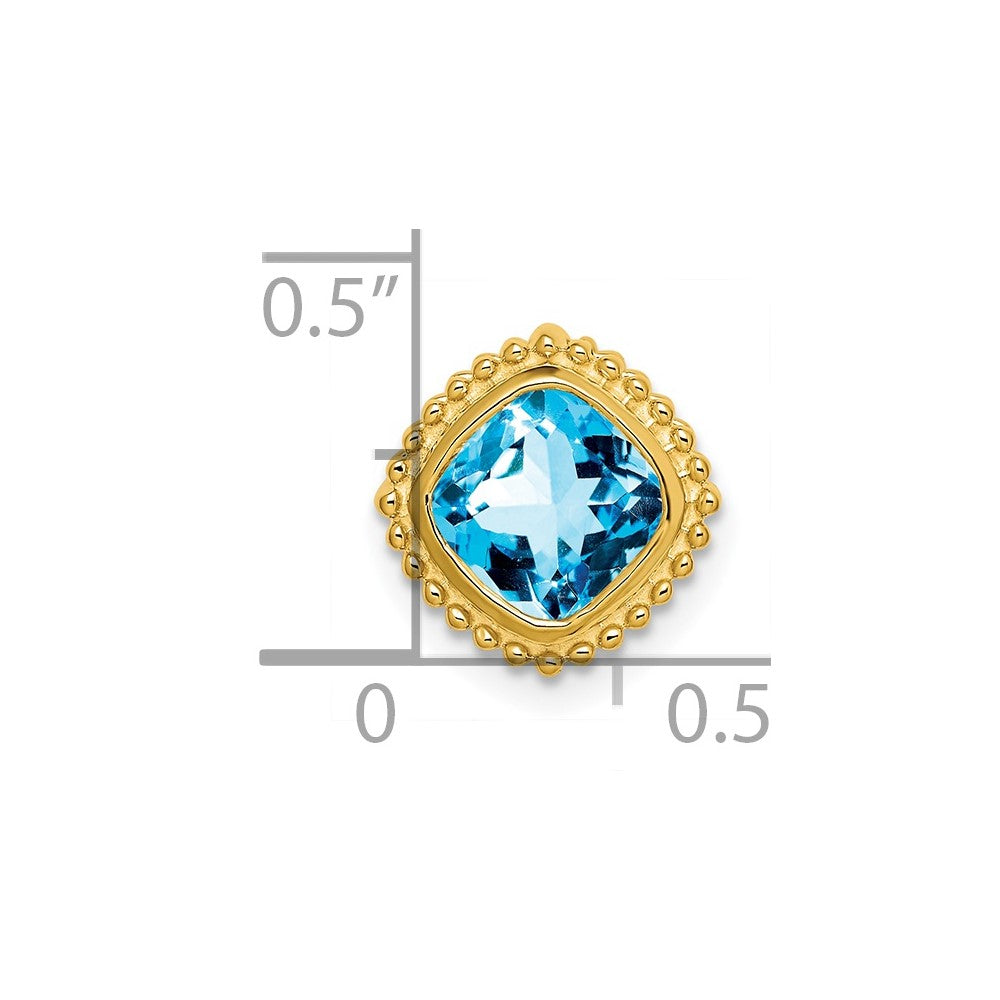 14K Gelbgold Kissen Blautopas Kette Anhänger