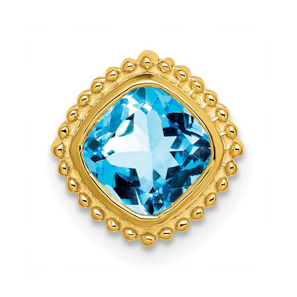 14K Gelbgold Kissen Blautopas Kette Anhänger