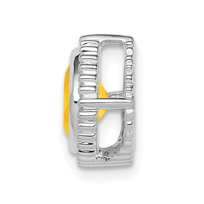 14K Weißgold Kissen Citrin Kette Anhänger