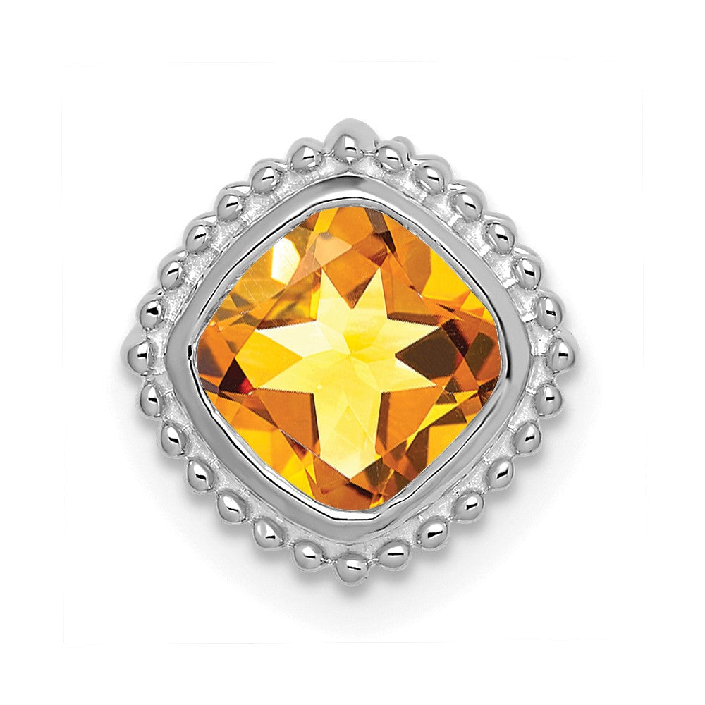 14K Weißgold Kissen Citrin Kette Anhänger