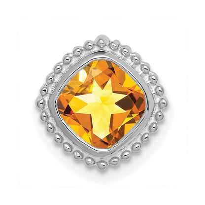 14K Weißgold Kissen Citrin Kette Anhänger