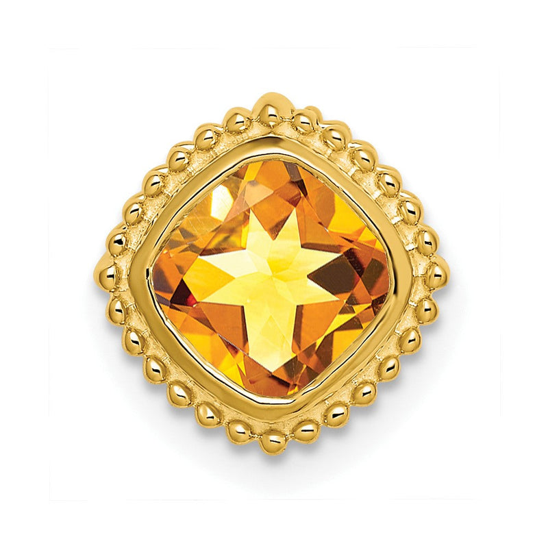 14K Gelbgold Kissen Citrin Kette Anhänger