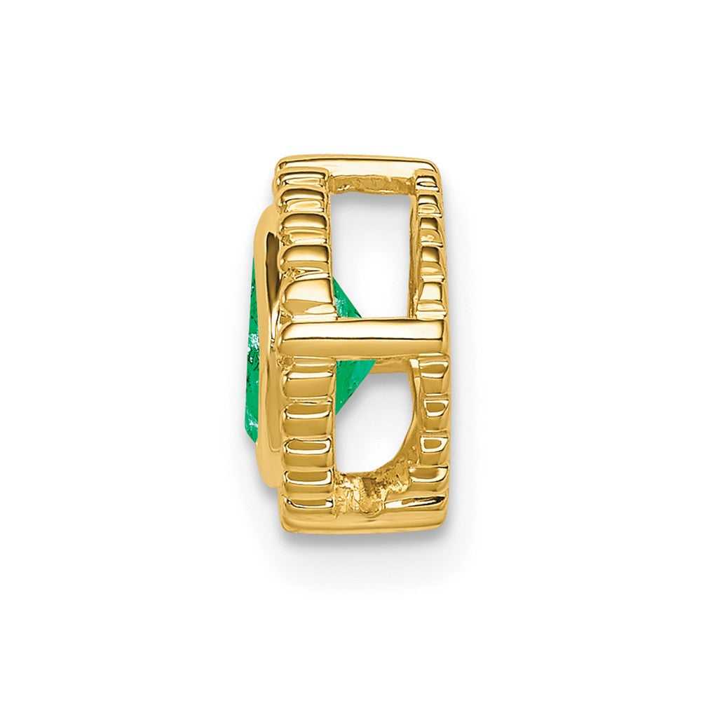14K Gelbgold Kissen Smaragd Kette Anhänger