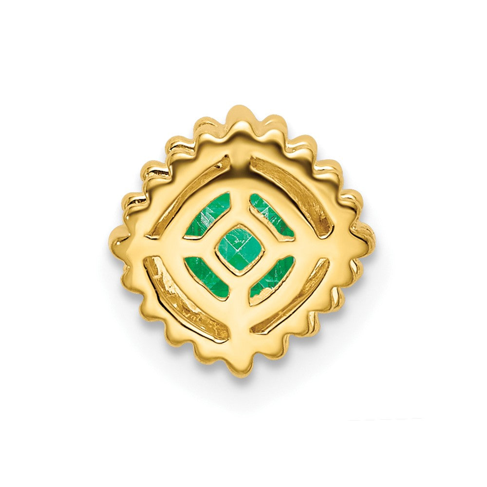 14K Gelbgold Kissen Smaragd Kette Anhänger