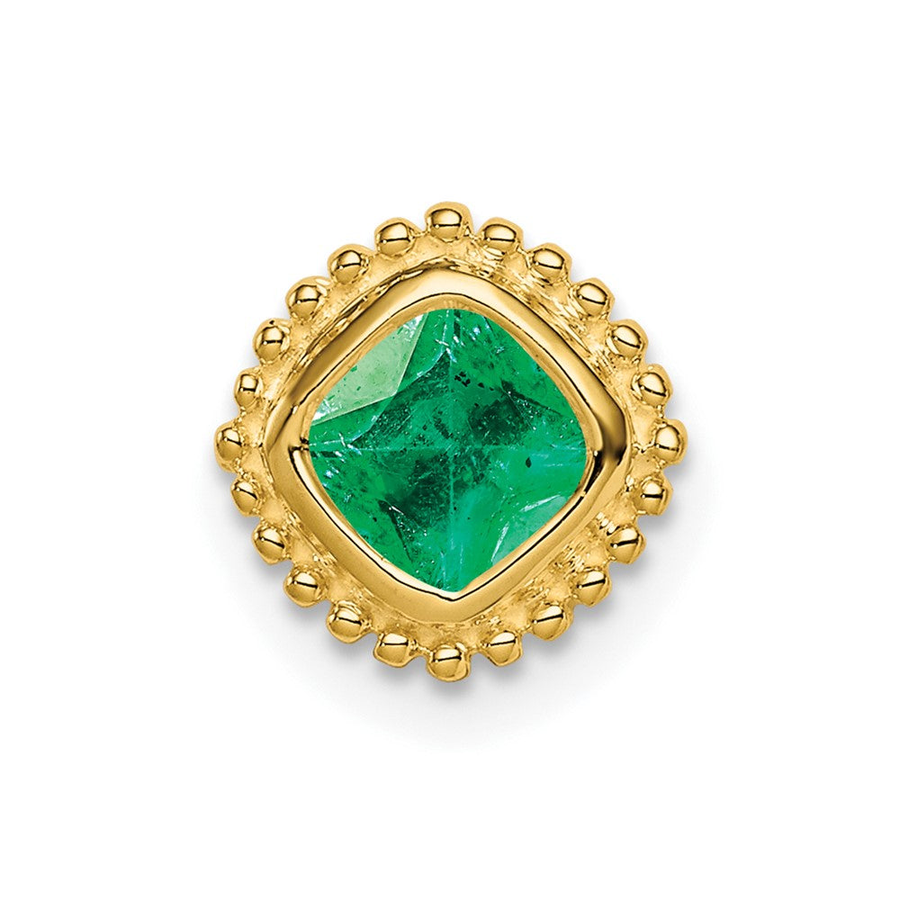 14K Gelbgold Kissen Smaragd Kette Anhänger